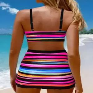 수피 치마 여성 바캉스룩 플레어 분체 나시 스트라이프 수영복 비치웨어 랩 컬러 JEN1