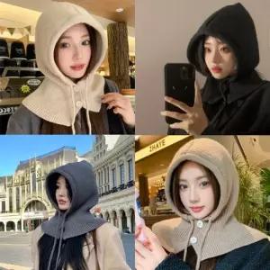 겨울용 니트 방한 후드 바라클라바 모자 얼굴 마스크 겨울목도리 패션모자 털넥워머
