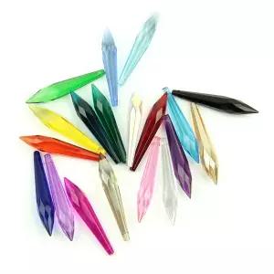 호환  63mm 10pcs50pcs100pcs Mixcolor 유리 크리스탈 다각적 고드름 U-드롭 프리즘 펜던트 램프 장식