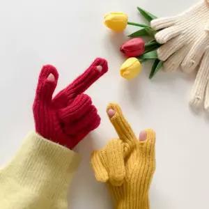 남녀공용 커플 핑거홀 골지 니트 장갑 8color