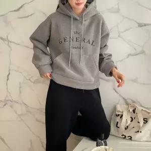 [하프클럽/]여성 울 후드티 루즈핏 레터링 스웨트셔츠