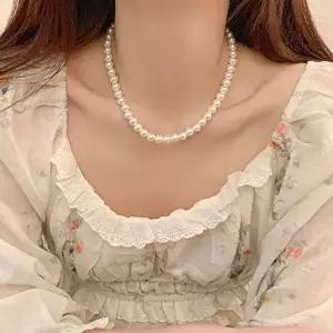 진주목걸이 고급 진주 고리타입 미니 한복 데일리 승무원 혼주-WFO4SB1