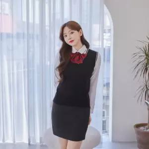 교복몰 보풀방지 블랙 화이트라인 교복조끼 여자 교복