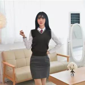 교복몰 보풀방지 브라운화이트라인 교복조끼 교복