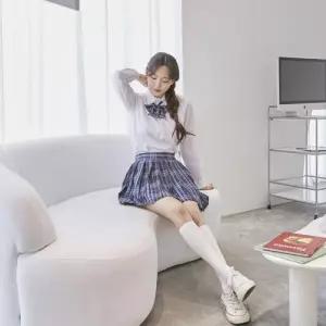 교복몰 네이비블루체크 스커트 리본타이 SET 교복