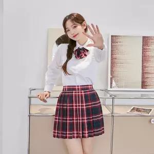 교복몰 네이비레드체크 스커트 리본타이 SET 교복