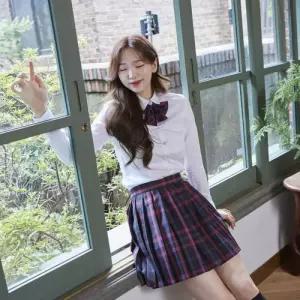 교복몰 블루퍼플체크 블랙 스커트 리본타이 SET 교복