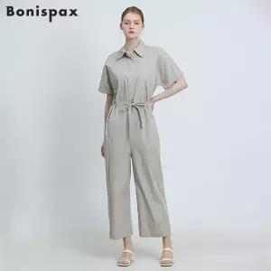 [보니스팍스(Bonispax)] 소매커프스 와이드 점프수트 (택가격: 259000원)