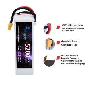 3S 리포 배터리 11.1V 5200mAh 60C RC 자동차 쿼드콥터 드론 비행기 헬리콥터용 XT60 딘스 T EC5