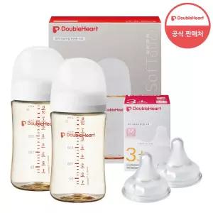 더블하트 3세대 젖병 아기 240ml 2개 젖꼭지 2개 선택하기 GST