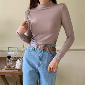 여성용 캐주얼 망고 기모 기본 폴라티 본딩 방한 OOTD