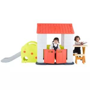 에듀플레이하우스4 미끄럼틀 놀이집 테이블 의자세트 (코랄) 어린이 실내놀이