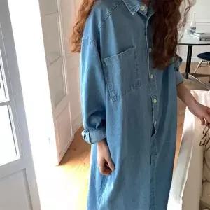 셔츠 데님 루즈핏 롱원피스 캐주얼