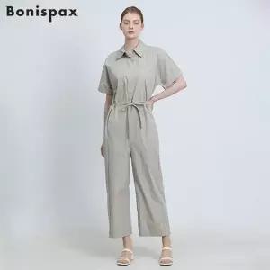 [보니스팍스(Bonispax)] 소매커프스 와이드 점프수트 (택가격: 259000원)