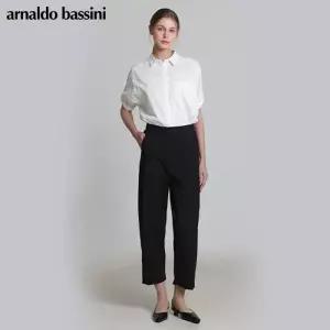 [아날도바시니(ARNALDO BASSINI)] 크러쉬 코튼스판 원턱 배기팬츠 (택가격: 218000원)