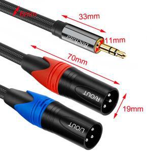 TRS 3.5mm 스테레오 잭-듀얼 XLR Male OFC Aux 오디오 케이블 호일  스피커용 편조 차폐