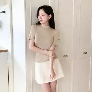 [하프클럽/]여성 하이넥 반소매 베이직 편한 티셔츠 남방 폴라