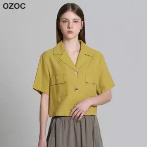 [오조크(OZOC)] 린넨 셔츠 카라 반팔 자켓 (택가격: 138000원)