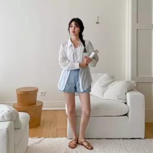 여성 기본 여름 A라인 청반바지 팬츠 쇼츠 숏팬츠