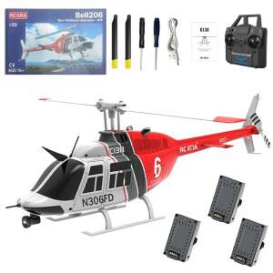 rcxperts RC ERA C138 헬리콥터 고도 유지 및 광학 흐름 위치 지정 기능을 갖춘 1/30 스케일 2.4G 6CH 벨 206 성인 초보자를 위한 싱글 로터 노에일러론 배터리