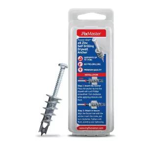 FixMaster 8 아연 석고 바이트 자체 드릴링 드라이월 앵커 10개의 및 나사 포함 - 3/8인치 1/2인치 5/8인치