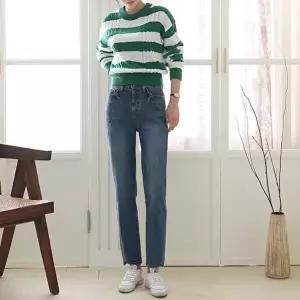 [옷자락][클리어런스]언발 슬릿 트임 배기핏 하이웨스트 기본 청바지_5