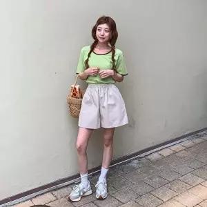 [옷자락]여자 데일리 편안한 여름 코튼 와이드 숏팬츠