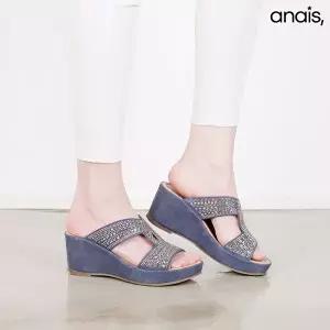 [아나이스]비즈 웨지힐 뮬 슬리퍼 6.5cm_26S307