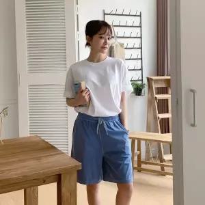 [하프클럽/]여성용 소프트 베이직 허리밴드 청반바지 팬츠 쇼츠