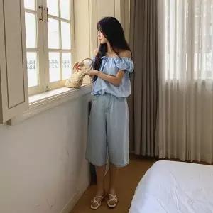 [하프클럽/]여성용 SS 넓은 진 단가라 반바지 팬츠 쇼츠 숏팬츠