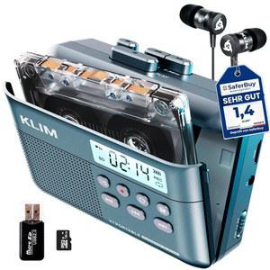 KLIM K7 카세트 테이프 플레이어 MP3 블루 배터리 16GB 컨버터 SD 내장 휴대용 마이크 스피커 충전식 이어폰 카드