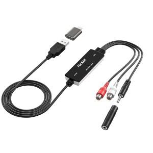 FLY KAN USB 어댑터가 있는 USB 아날로그 입력 비닐 PC 오디오 TO MP3 5MM 카세트 디지털 카드 듀얼 캡처 리눅스용 RCA 컨버터 그래버