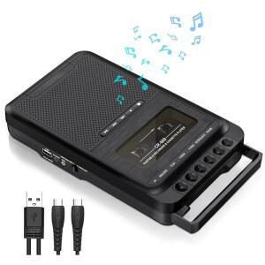 GRACIOSO 카세트 플레이어 컨버터 디스크 SD 헤드폰 음악으로 MP3 마이크를 카드에 카드 테이프 카세트를 손잡이 휴대용 잭이 있는 PC를 USB 또는 통해 녹음 접이식 플레이어