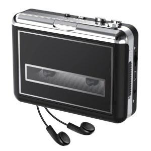 카세트 플레이어 컴팩트 테이프 휴대용 녹음기 호환 음악 MP3 디지털로 변환 카세트를 블랙 노트북 이어폰 엔터테인먼트 오디오 가벼운 PC 포함 여행 스포츠용 MAC과