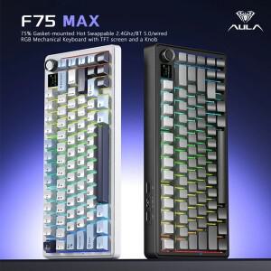AULA F75 MAX 게임용 기계식 키보드 2.4G 무선/BT/유선 스왑 RGB 81 TFT 스크린이 있는 사무실