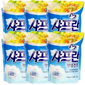 LG생활건강 샤프란 섬유유연제 햇빛건조 프레쉬아로마 2L X 6개