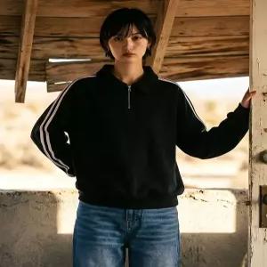 [네스파]보에 여성 아노락 트랙 반집업 맨투맨 티셔츠 [NSPM_8001]