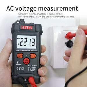 NJTY 전문 디지털 멀티미터 미니 자동 범위 스마트 멀티메트로 4000 카운트 AC/DC 전압 측정기 저항 테스