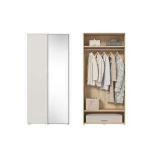 한샘 바이엘 소프트 거울옷장 크림화이트 90cm(높이216cm) 1단 행거형