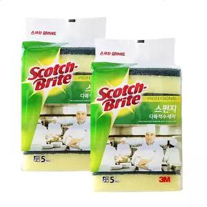 3M 스카치브라이트 스폰지 양면 다목적수세미 소 5p x 2개