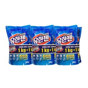 유한락스 산소계표백제 유한젠 분말형 리필 1kg x2개 x3개(총6개)