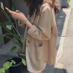여성 롤업 린넨자켓 캐주얼마이 여자 간절기 블레이져