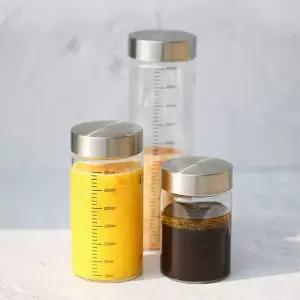 [미르코리아]내열유리 눈금유리병 3종 4P 양념병 주스병 스무디 보틀
