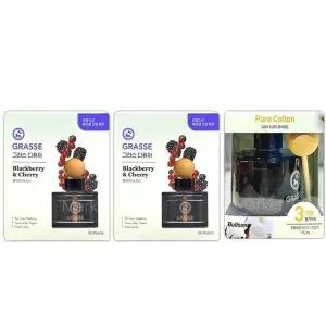 불스원 그라스 디퓨저 105ml 블랙베리체리2+퓨어코튼1