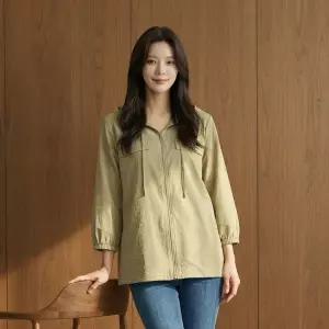 [PAT 여성] 후드형 스트라이프 셔츠_1J41509