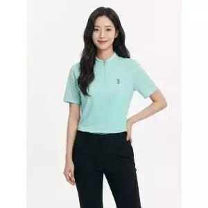 [하프클럽/크로커다일레이디]민트그린 넥 포인트 브이넥 반집업 티셔츠 CLBMTS216