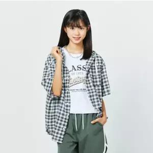 세이브존07 5부루즈핏후드체크셔츠  25M5351