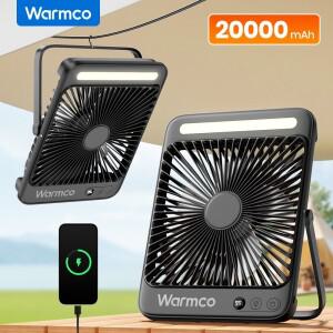 허리선풍기 Warmco D4 휴대용 책상 팬 충전식 20000mAh 캠핑 팬 조명 48시간 실행 시간 8 자동 개인 디지털