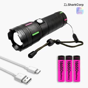 7800mAh 대용량 레이저 LED 충전식 손전등 C타입 후레쉬 생활방수