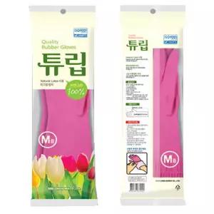 튜립 100% 천연 라텍스 고무장갑 중(M) 대(L) 핑크색 주방 화장실 욕실 청소 설거지 설겆이 가정 업소용